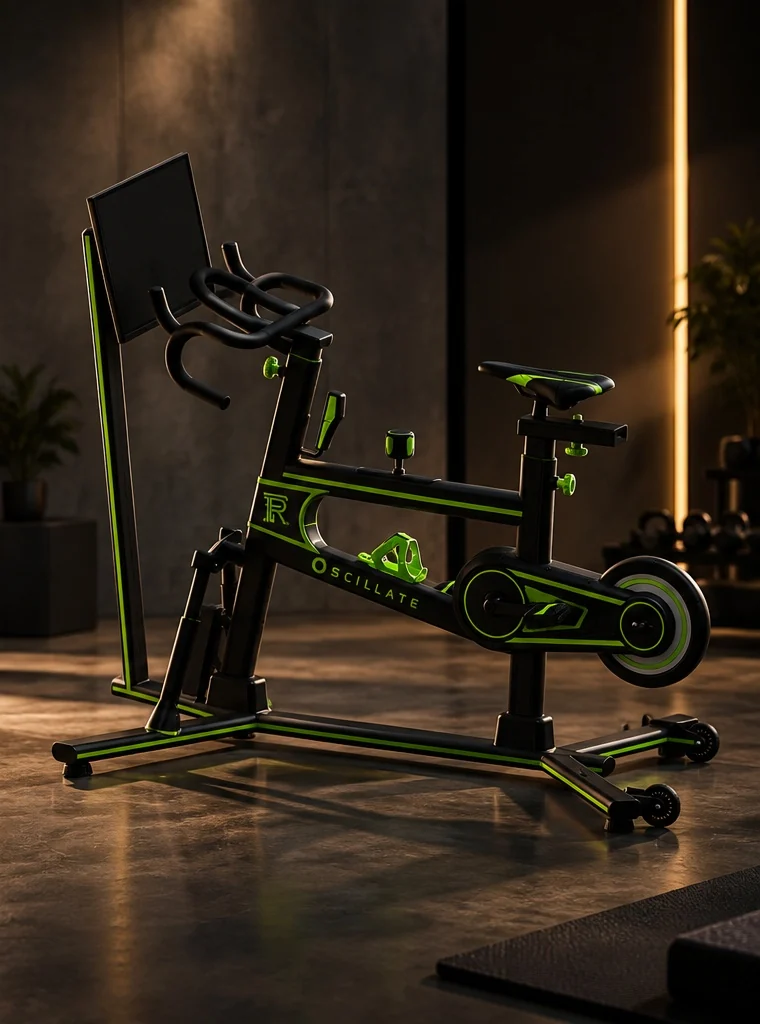 Oscillate Ace spin bike with integrated touchscreen